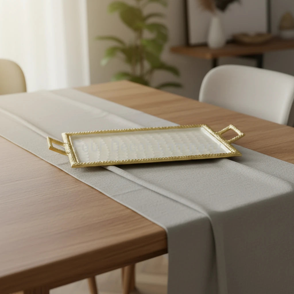 Modern Gold Frame Serve Tray – Rectangular Decorative Serveware with Built-In Handles