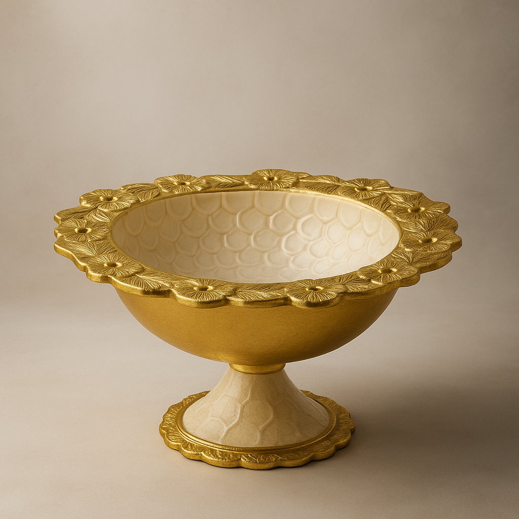 Floral Gold Pedestal Bowl – Decorative Candy & Fruit Dish (28×27×15 cm)